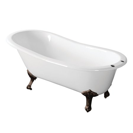 AQUA EDEN Clawfoot Bathtubs, 66.94 L, 30.69 W, White/Oil Rubbed Bronze, Cast Iron VCT7D673122ZB5